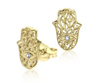 Gold Plated Hamsa Silver Stud Earring STS-543-GP